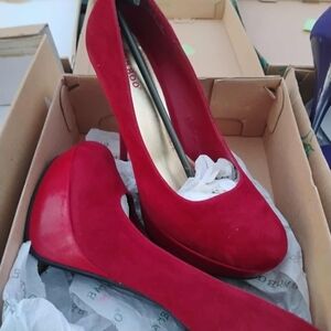 Elegant Red Suede Women's Heels